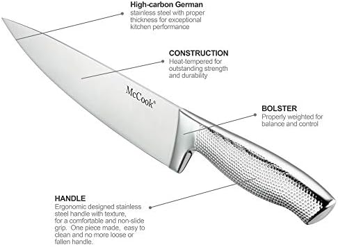 מק20 17 חתיכות מלא טאנג מרוקע גרמנית נירוסטה סכין סט + מקוק מק59 ב סטייק סכיני סט של 6