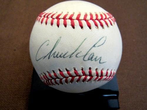 צ'אק קאר 1993 פלורידה מרלינס גנבה מנהיג בסיס חתום אוטומטי אונל בייסבול JSA - כדורי בייסבול עם חתימה