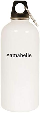 מוצרי Molandra Amabelle - 20oz hashtag בקבוק מים לבנים נירוסטה עם קרבינר, לבן