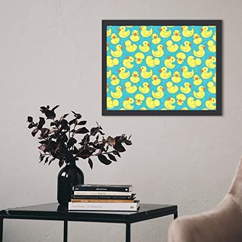 ברווז גומי צהוב ובועות מעץ מסגרת תמונה יצירות אמנות תמונות תמונות קיר לתצוגת קיר לבית דקורטיביות