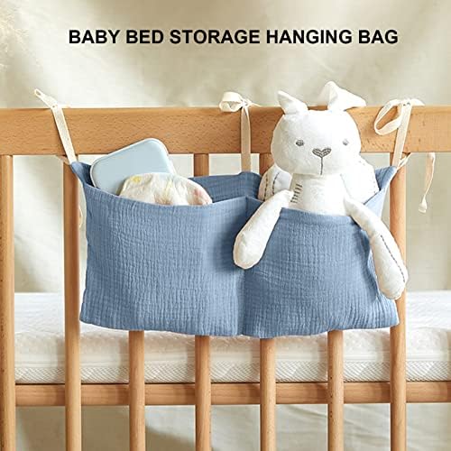 שקית תליית מיטת תינוקות של vgeby, 2 כיסים שקית אחסון מיטה לתינוק רצועת מיטה שקית אחסון ליד צעצוע