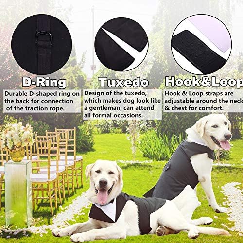 כלב חליפת טוקסידו רשמית לכלבים גדולים בינוניים ， תלבושת למסיבת חתונה של תלבושת טוקסידו עם צווארון ניתנת