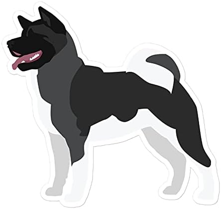 שחור וכסף אמריקאי אמריקאי אקיטה כלבים מאהב ויניל מדבקת