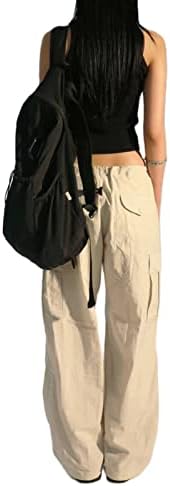 Leyajedol נשים מכנסי מטען רחבים y2k מותניים נמוכים רצים היפ הופ מזדמן רופף מכנסי טרנינג.