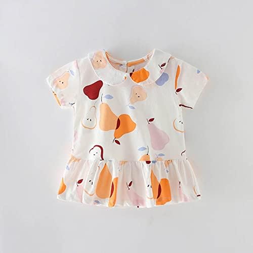 ילדים עליונות תינוקות בגדים ברווז אגס מצוירים הדפס כותנה שרוול קצר צוואר עגול חולצה חולצת תינוקות חולצה לילדים