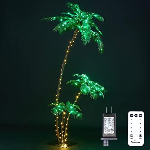 תאומי אור 24 אינץ ' בונסאי עץ דקל 25 אורות לד, אור ירוק, מופעל באמצעות סוללה או מתאם פלאגין, טיימר מובנה