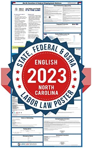 פוסטר דיני עבודה בצפון קרוליינה 2023 מאת פתרונות דיני עבודה, מדינה ופדרלית, אושה תואמת - תצוגת חיסכון במקום