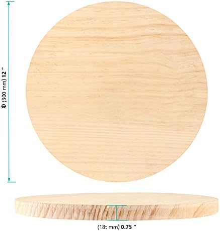 דיקנאם 3 אריזה 12 אינץ 'לוח עץ עגול, טלאי מעגל עץ בעובי 3/4 אינץ