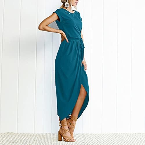 שמלת מקסי של שרוול ארוך של נוקמופו לנשים בצבע אחיד מזדמן שמלה רזה עם שרוולים ארוכים.