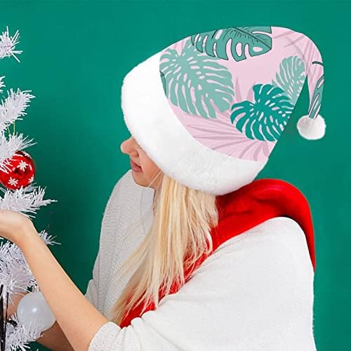 עלים טרופיים מונסטרה דפוס חג המולד כובע סנטה כובע מצחיק חג המולד כובעי חג מסיבת כובעי עבור נשים / גברים