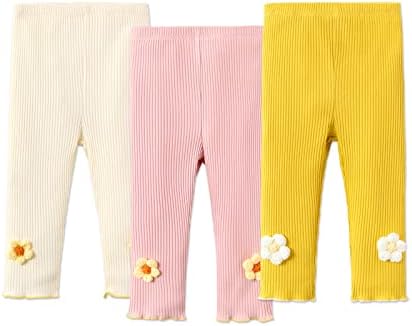 פטפט תינוקת סרוג מכנסי פרחים כותנה חותלות צבעוניות 3 חבילות 3-24 חודשים