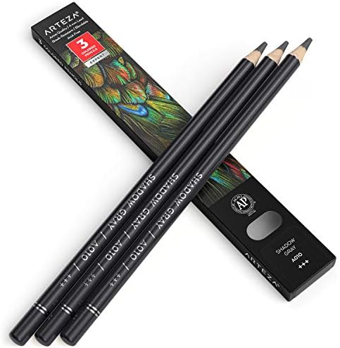 עפרונות בצבע ארטזה, חבילה של 3, A010 צל אפור, ליבות מבוססות שעווה רכות, אידיאליות לציור, רישום, הצללה וצביעה